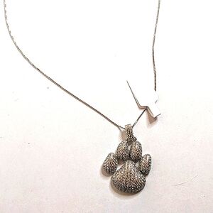 Vintage Signed‎ 925 BBJ Spinel Pave Paw Pendant Necklace